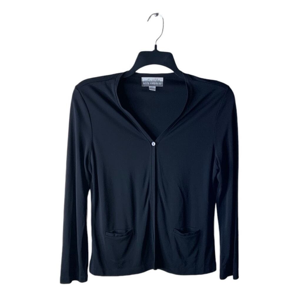 Collectibles Petite Sophisticate Black Top Size L Long Sleeve Minimalist Casual